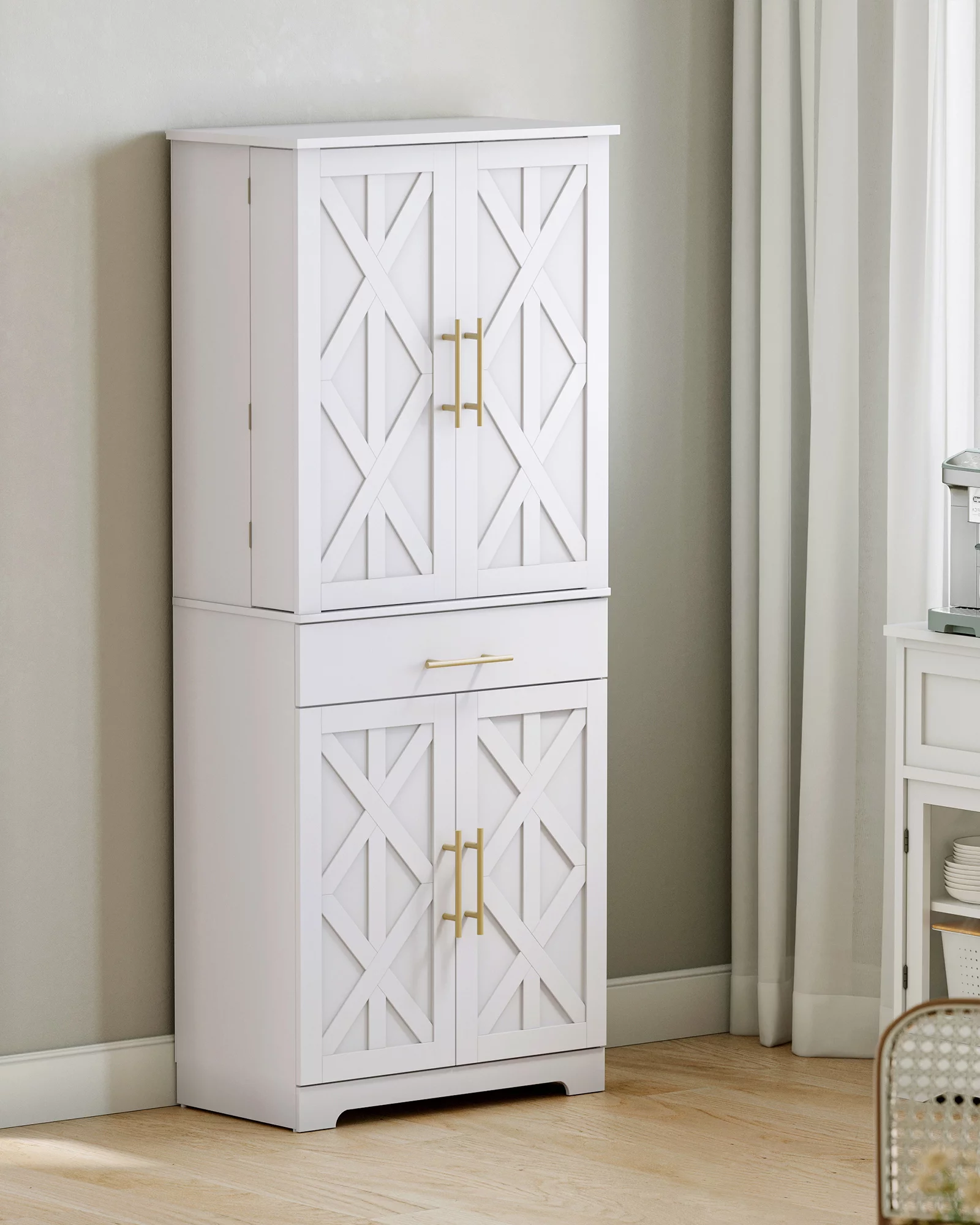Hzuaneri 72" Kitchen Pantry Cabinet, Storage Cabinet，Buffet Cupboards, White PT02403X