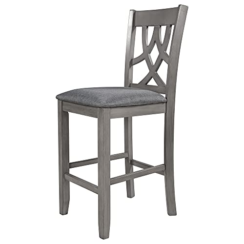 Farmhouse 3 Piece Dining Table and Chairs Set Round Drop Leaf Counter Height Small Space Bistro Bar Kitchen Dining Room Table Set with Storage Shelf 2 Badded backrest Chairs Furniture Set