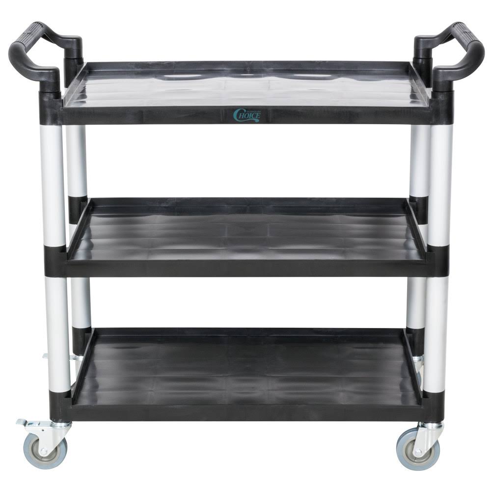 Choice Black Utility / Bussing Cart with Three Shelves - 42x22 x 20x22