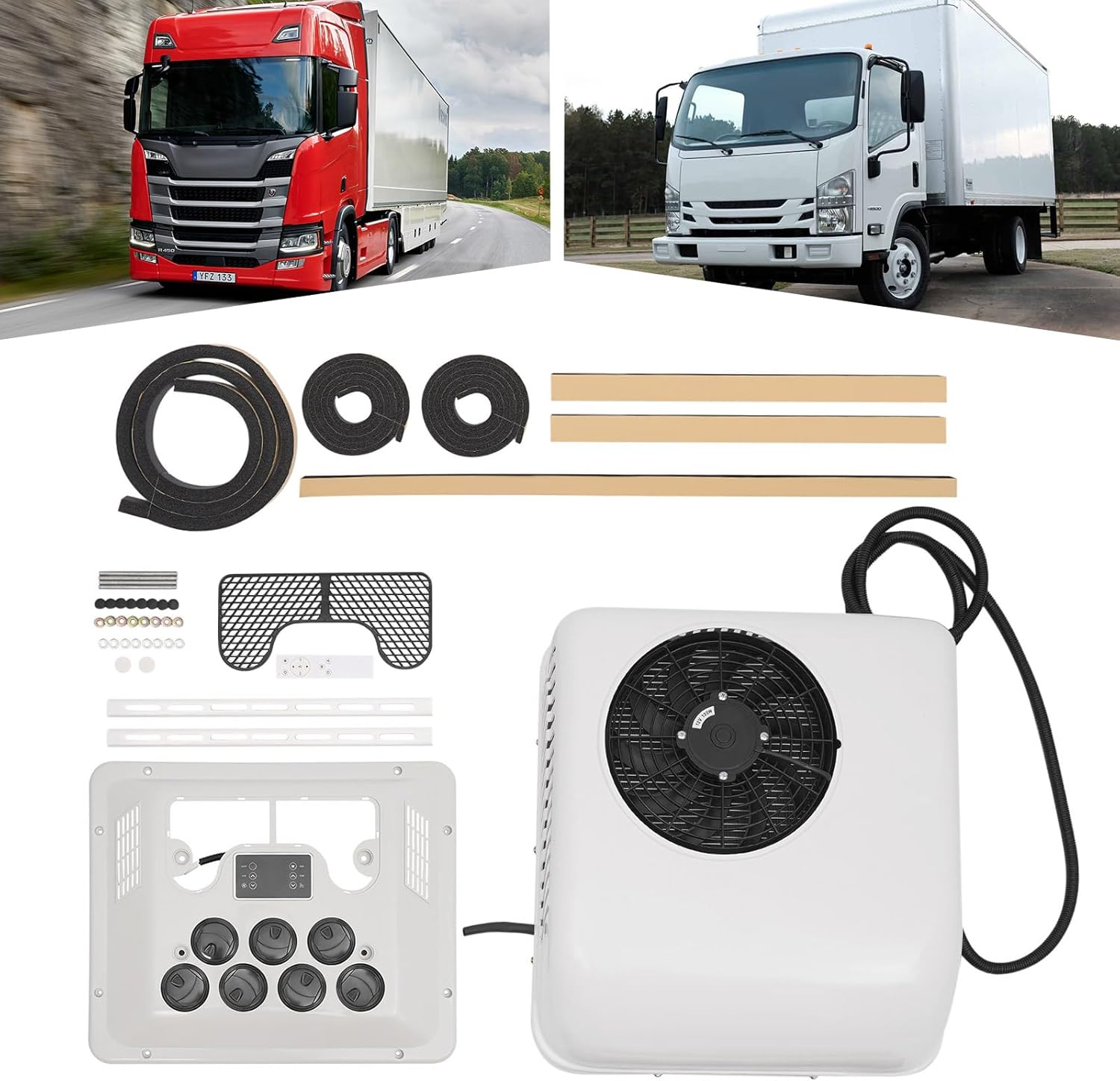 RV Air Conditioner, 12V 750W Electric Parking Rooftop Air Conditioner Heat and Cool A/C Unit for RV Motorhome Trucks Trailer, 6000BTU