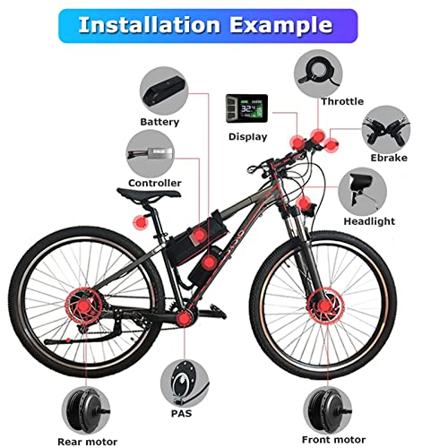 lectric Bike Conversion Kit, 48V 1000W 1500W Rear Drive Hub Motor, 20" 24" 26" 27.5" 28" 29" Rear Wheel, Waterproof Ebike Conversion Kit with Intelligent Controller,48V1500W-27.5inch