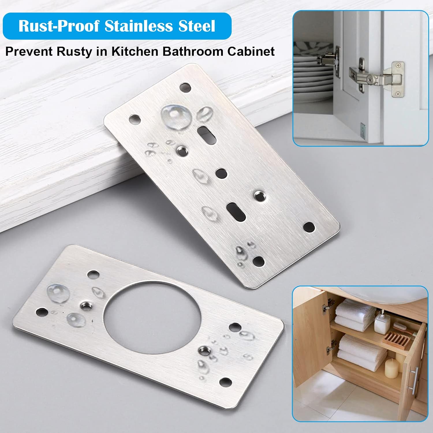 12-Pack Hinge Repair Kit - Cabinet Hinge Repair Plate Stainless Steel Door Hinge Repair Kit, Hinge Fixing Plate for Kitchen Cabinet Hinge Repair Brackets with Mounting Screws