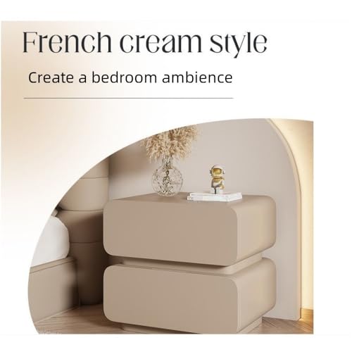 Bedroom Modern Bedside Table, Nightstand with 2 Drawers, Cream Style Simple Modern Solid Wood Bedside Table, Bedside Table, Wooden Nightstand, Modern Bedside Table(White,15.75*15.75*19.69in)