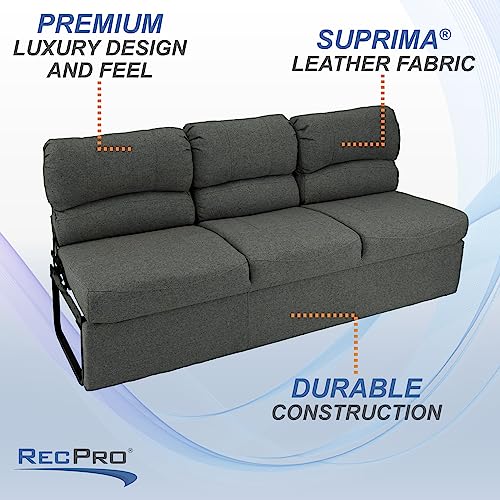 RecPro 72" RV Jackknife Sleeper Sofa with Drop-Down Console | Cloth Fabric | 2 Colors to Choose from | Furniture for RV and Camper (Fossil Cloth)