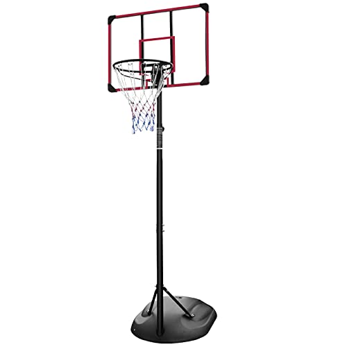 Portable Basketball Hoop, 32" Backboard Basketball Goal Stand with Fillable Base and Wheels, 7.5-9.2ft Adjustable Height for Youth Adults Indoor Outdoor Basketball Goal