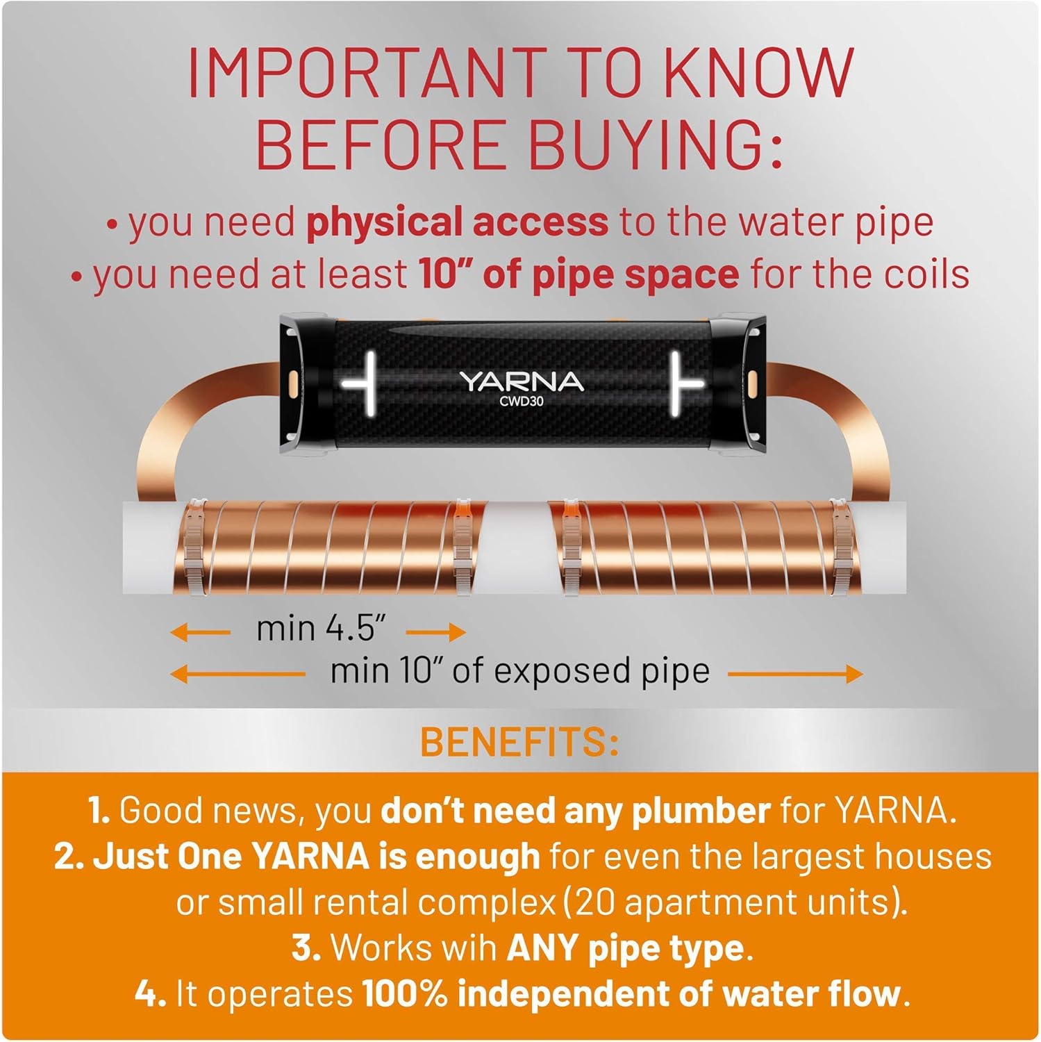 Capacitive Electronic Water Descaler System - Alternative Water Softener Salt Free for Whole House, Reduces the effects of Limescale [Max 2 Pipe]