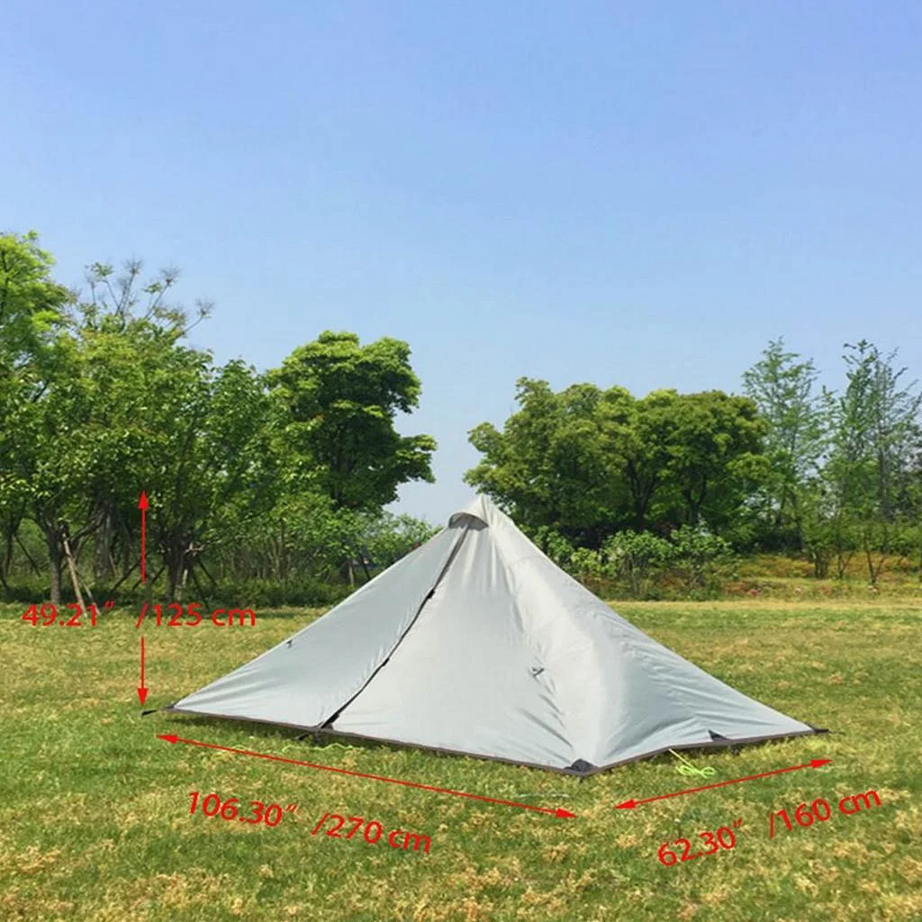 1 Person 3- Waterproof Camping Outdoor Tent Backpacking Hiking Gray White