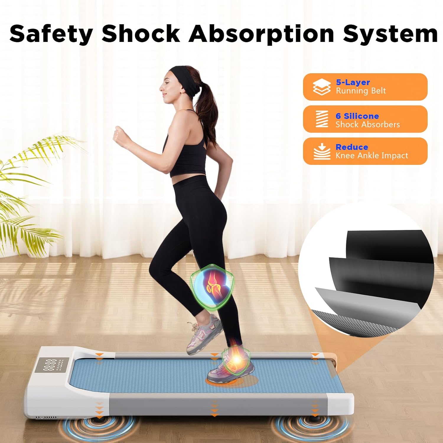 Walking Pad Treadmill, Mini Under Desk Treadmill for Home&Office, Portable Walking Treadmill with Remote Control LED Display, 300 lb Capacity