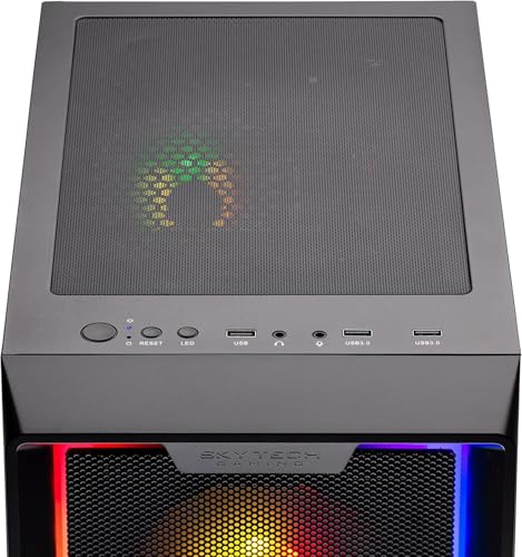 Skytech Nebula Gaming PC Desktop, Ryzen 5 5600 3.5 Ghz (4.4GHz Turbo Boost), NVIDIA RTX 3050 6GB GDDR6, 1TB SSD, 16GB DDR4 RAM 3200, 650W Gold PSU, Wi-Fi, Win 11 Home