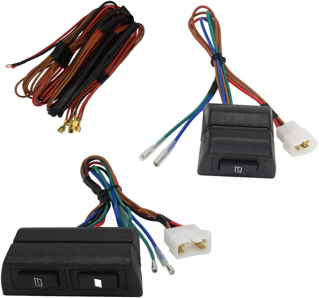 Universal Electric Power Window Lift Roll Up Regulator Conversion Kit 2 Electric Windows Motors 2 Switches 3 Harness for 2 Door Pickup SUV Truck Van Car,Electric Window Lift Kit Pack of 2