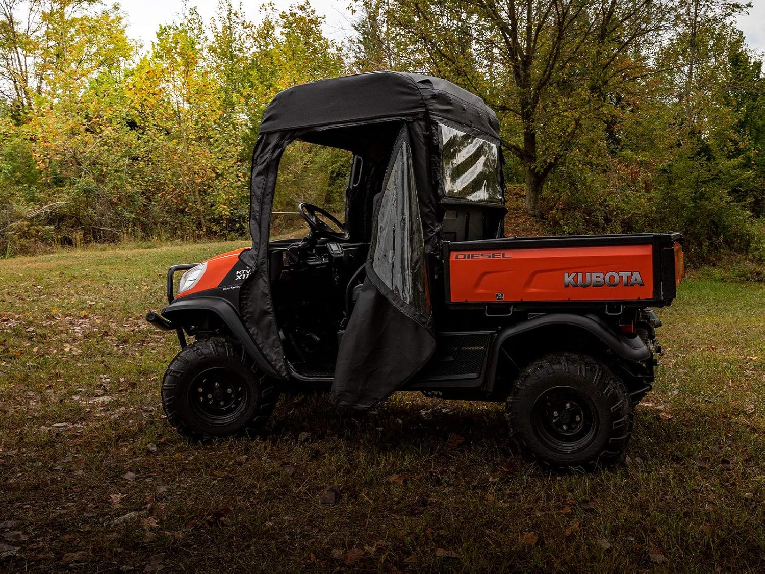 SuperATV Kubota Soft Cab Enclosure Doors (See Fitment) - 2 Soft Doors - Resistant to Punctures, Tears - Protection from UV-Rays - Waterproof - Doors Unzip and Buckle - Everything Included for Install
