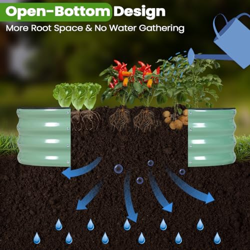 Raised Garden Bed 8x4x2FT, Galvanized Metal Raised bed Outdoor Deep Root Large Planter Box for Vegetables, fruit, Herbs, and Succulents(Forest Green)