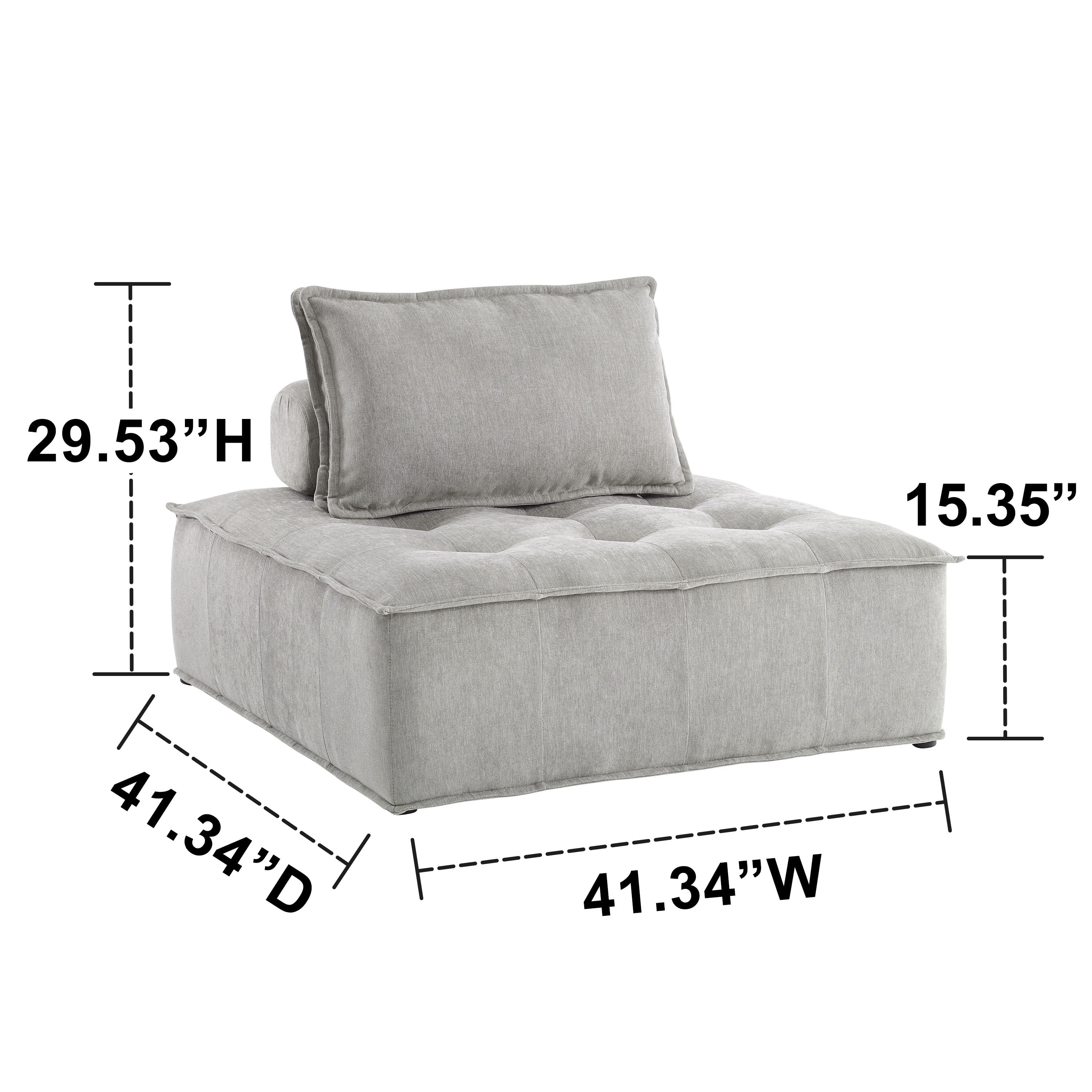 Art Leon Sectional Sofa Fabric Upholstered Button Tufted Beige