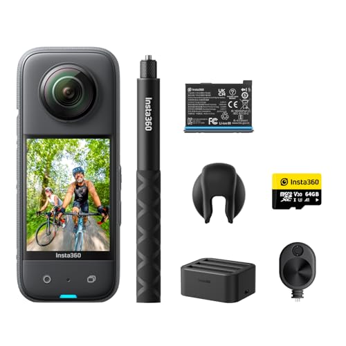 Insta360 X3 Motorcycle Kit (New Version) - Waterproof 360 Action Camera with 1/2" 48MP Sensors, 5.7K 360 Active HDR Video, 72MP 360 Photo, 4K Single-Lens, 60fps Me Mode, Stabilization