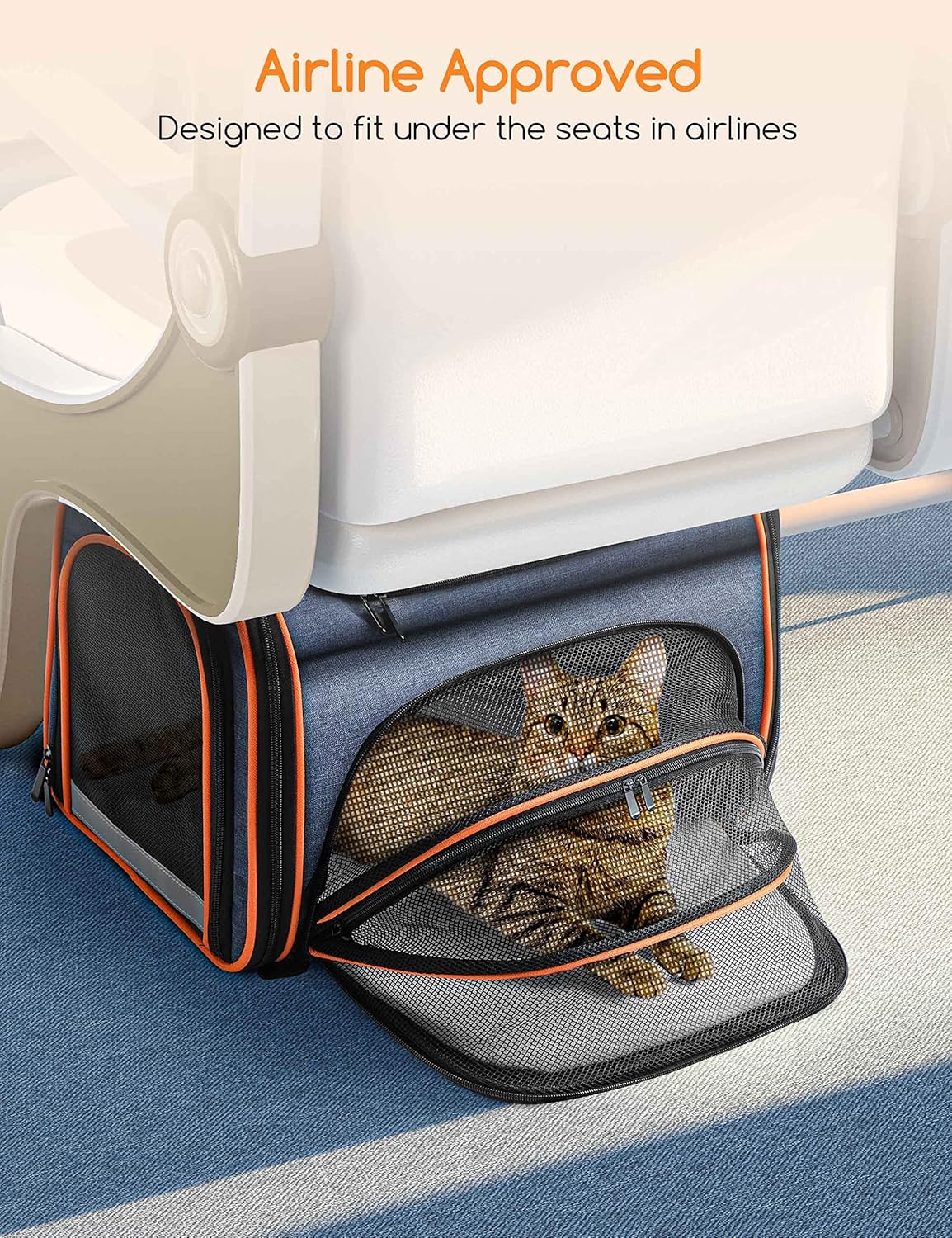 Cat Carrier, Meowant Airline Approved Pet Carrier, 3 Sides Expandable Soft Cat Carrier with Fleece Pad for Cats, Dogs, Puppy and Small Animals