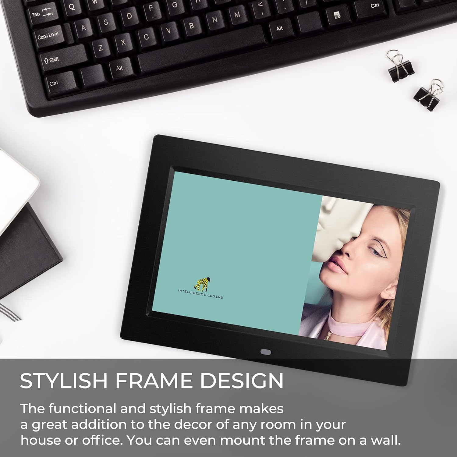 Sonicgrace - 10 Digital Picture Frame with Remote Control - 16:9 LCD Screen with Slide Show Capabilities - Plug and Play - SD Card with USB Flash Drive - Built in Calendar and Clock