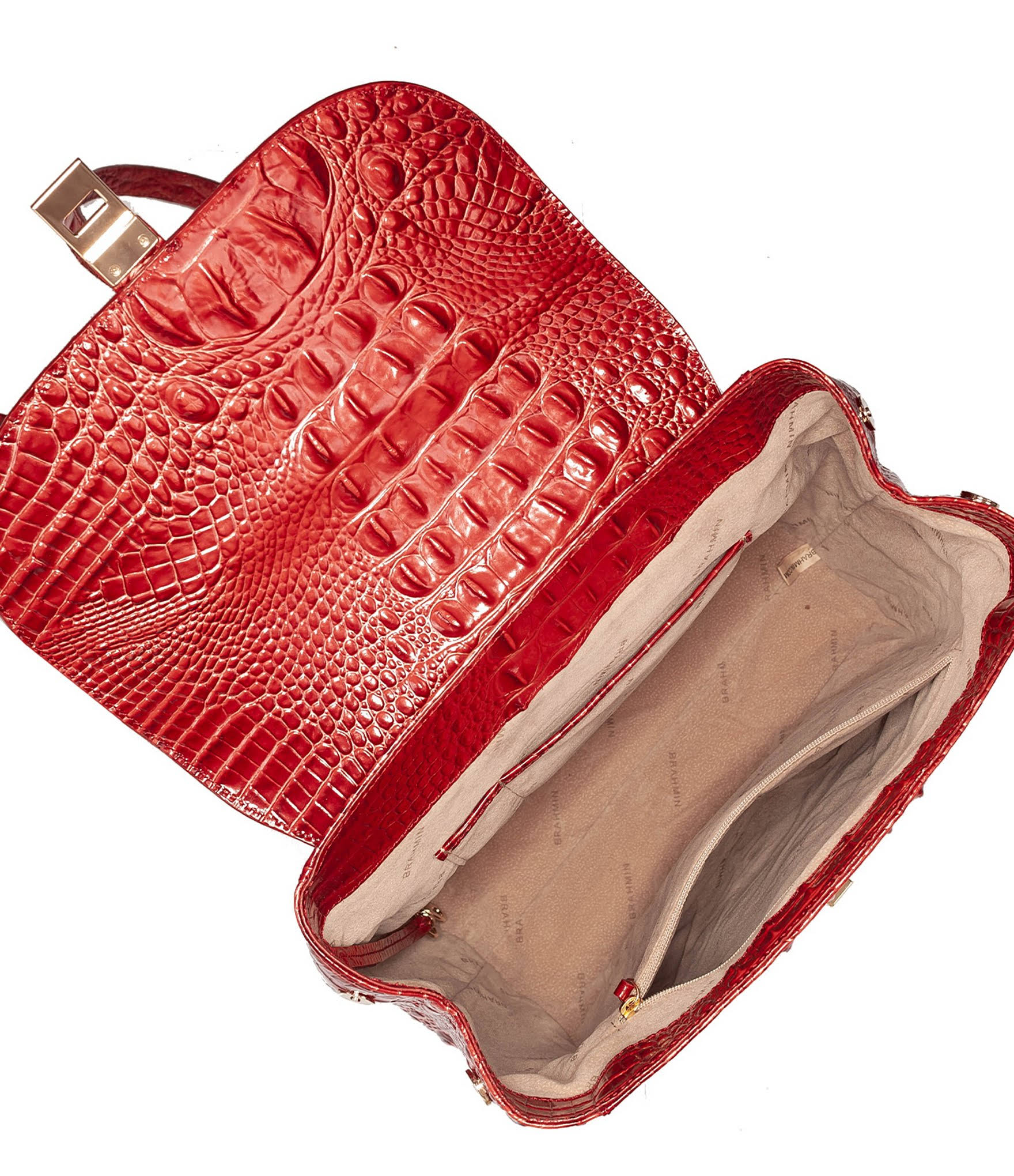 Brahmin Sadie Croc Embossed Leather Backpack - Pecan Melbourne