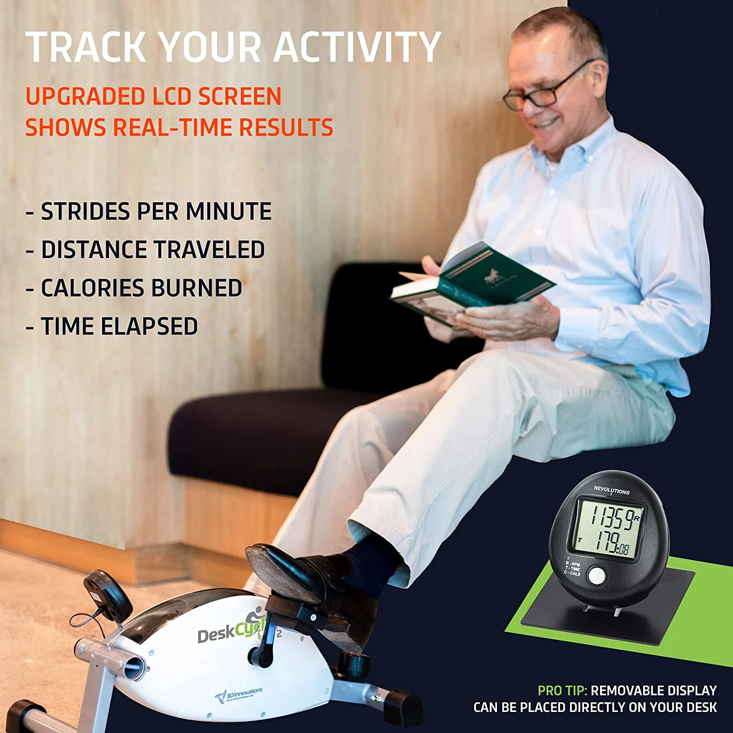 DeskCycle 2 Under Desk Bike Pedal Exerciser with Adjustable Leg - Mini Exercise Bike Desk Cycle, Leg Exerciser for Physical Therapy & Desk Exercise