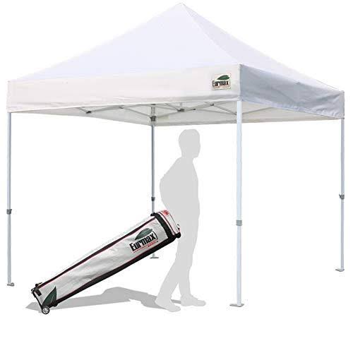 Eurmax 10x10 EZ Pop Up Canopy Tent Commercial Instant Shelter with Heavy Duty Roller Bag (White)