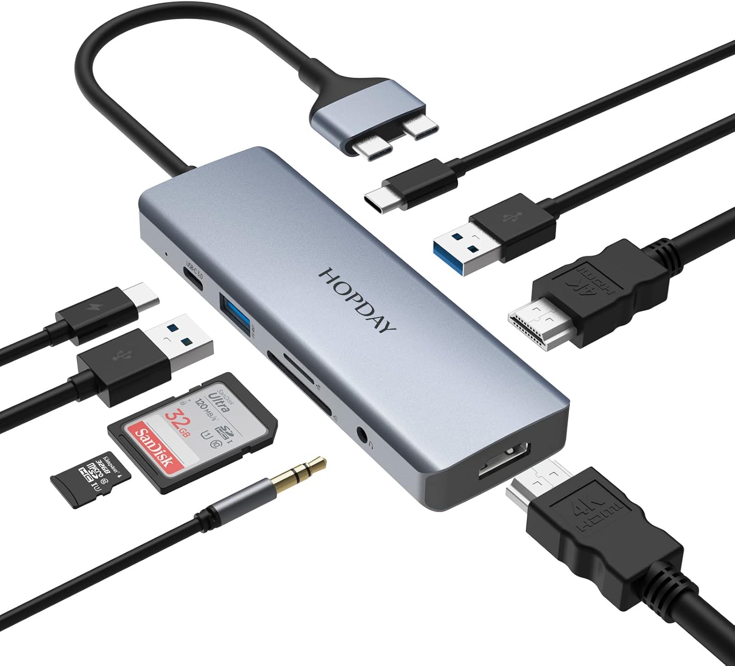 USB C Hub, MacBook Pro Docking Station 9 in 2 USB C Adapter Triple Display with 4K HDMI for MacBook Pro Air Dongle Accessories (100W PD, USB 3.0 SD/TF Card Reader 3.5mm Audio)