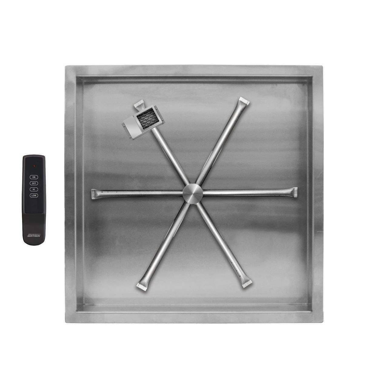 Firegear 26x22 SS Square Pan GAS Fire Pit Insert FPB-26SBS22MT-N