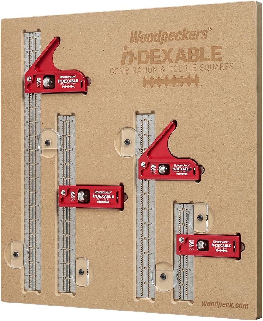 Woodpeckers In-Dexable Combination & Double Squares, Complete Set with Case, 4 Squares Total