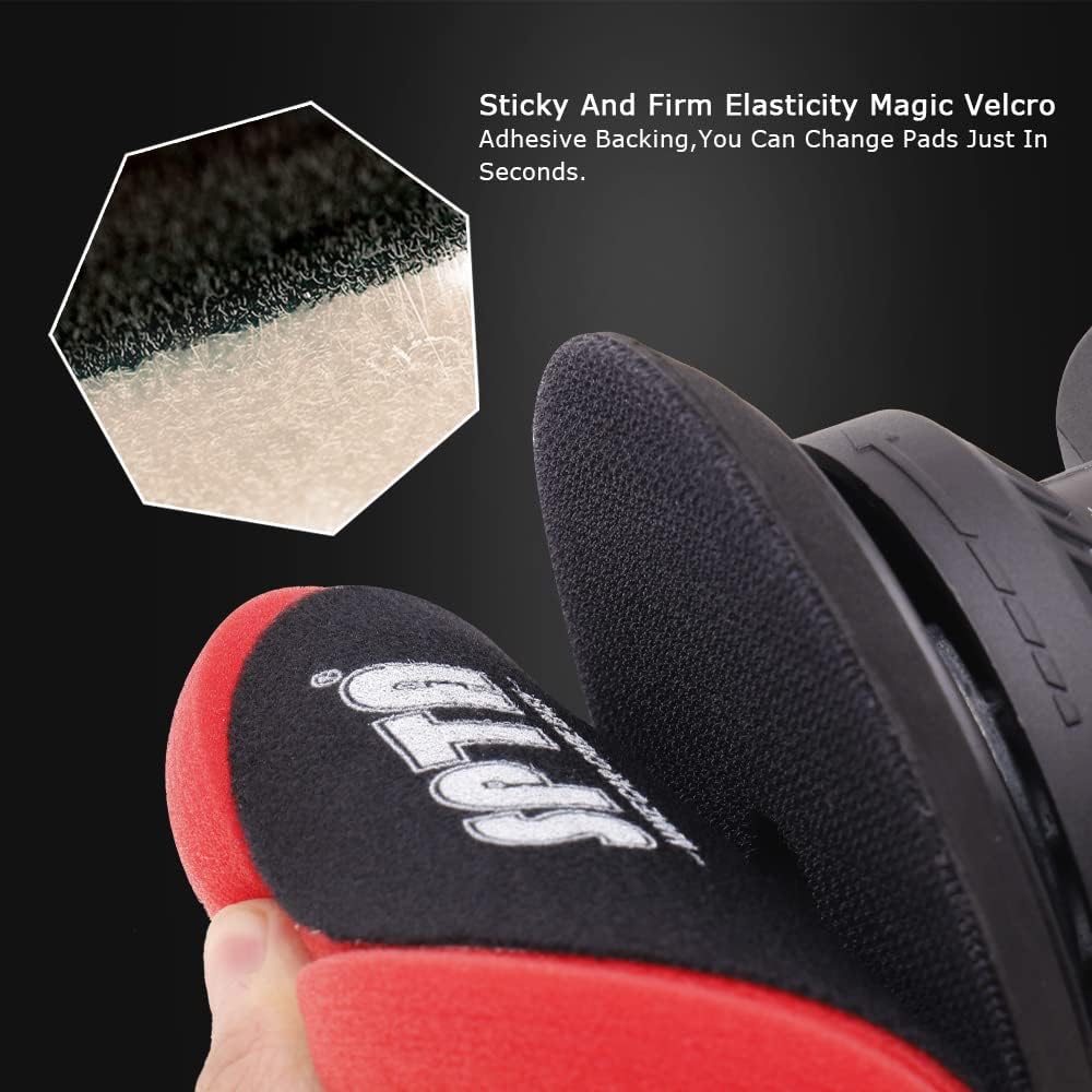 Cordless Car Buffer Polisher, SPTA Polisher with 2Pcs 12V Lithium Rechargeable Battery Brushless Polisher with Variable Speed, Portable Polisher with Polishing Pads Kit For Buffing/Polishing/Sanding