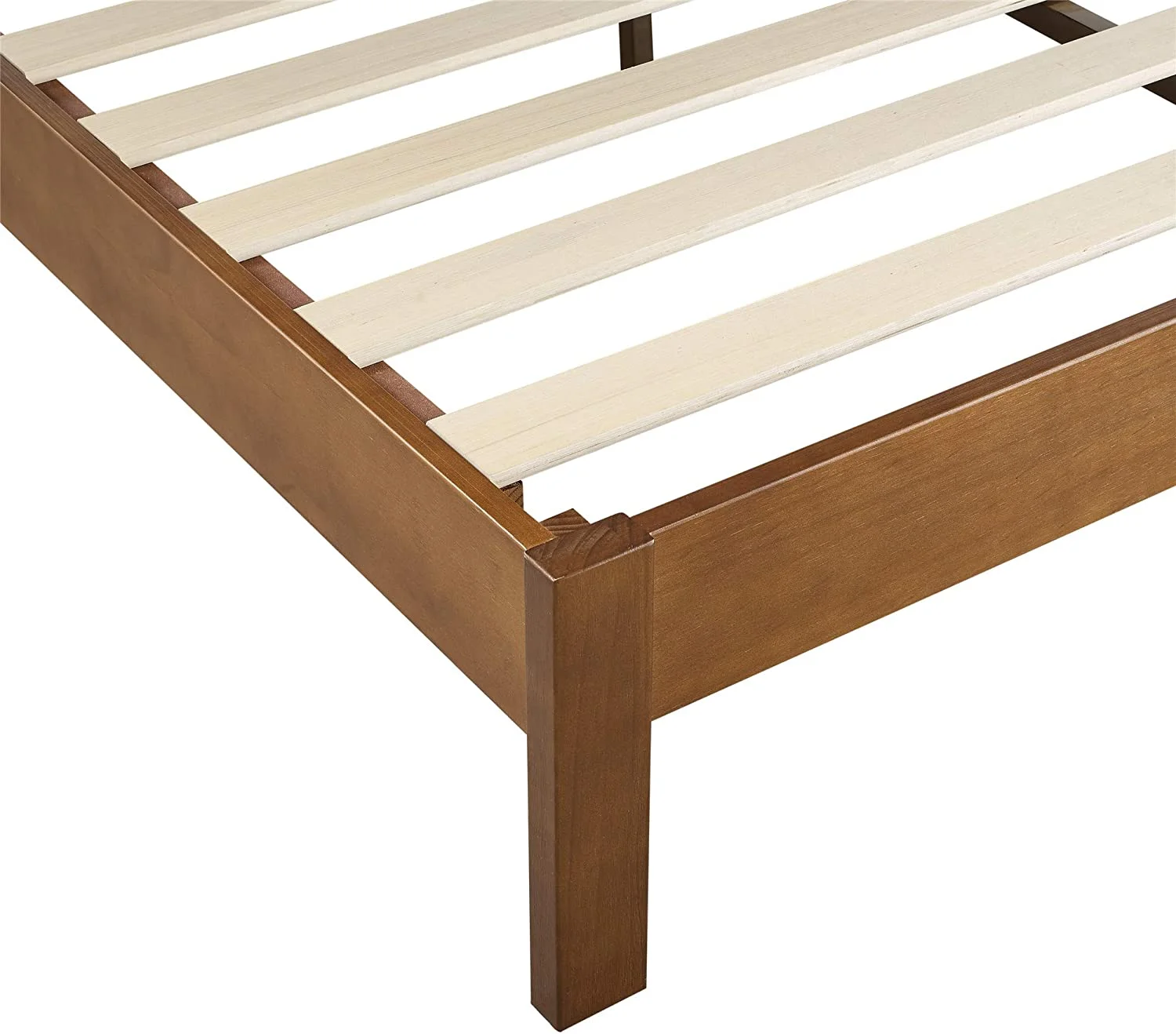 Deluxe Wood Platform Bed Frame,/Full/Queen/King Bed Frame,No Need For Box Spring,Rivet Modern Solid Pine Wood Platform Bed,Antique Espresso (Queen)