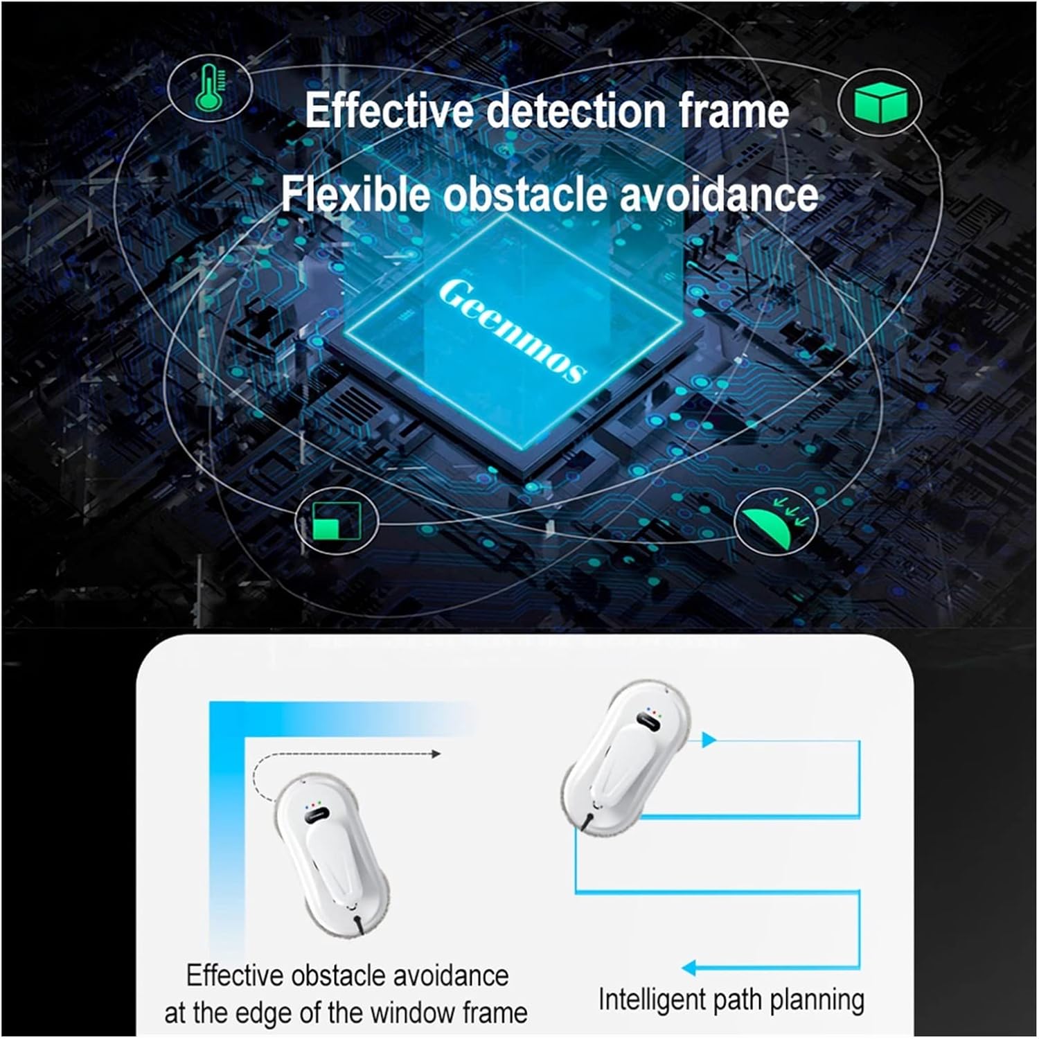 Automatic Window Washer Water Spray Window Cleaning Robot Vacuum Cleaner Intelligent Obstacle Avoidance Automatic Window Glass Cleaning Machine for Windows, Tiles, Bathrooms Cleaning Robot