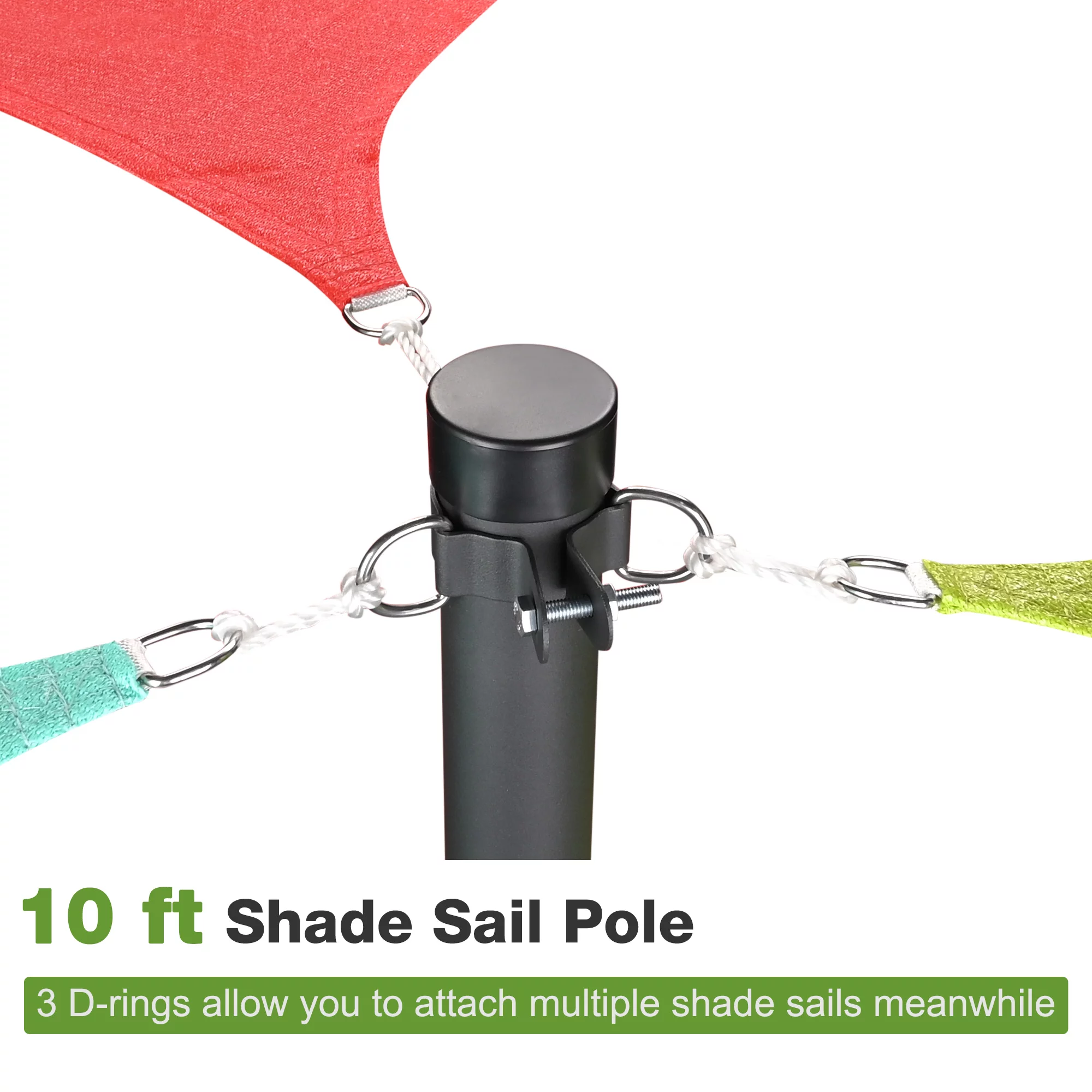 Yescom 10Ft Shade Sail Pole Post Canopy Awning Deck Patio Backyard with Pole Bracket Clamp Powder Patio Outdoor Black