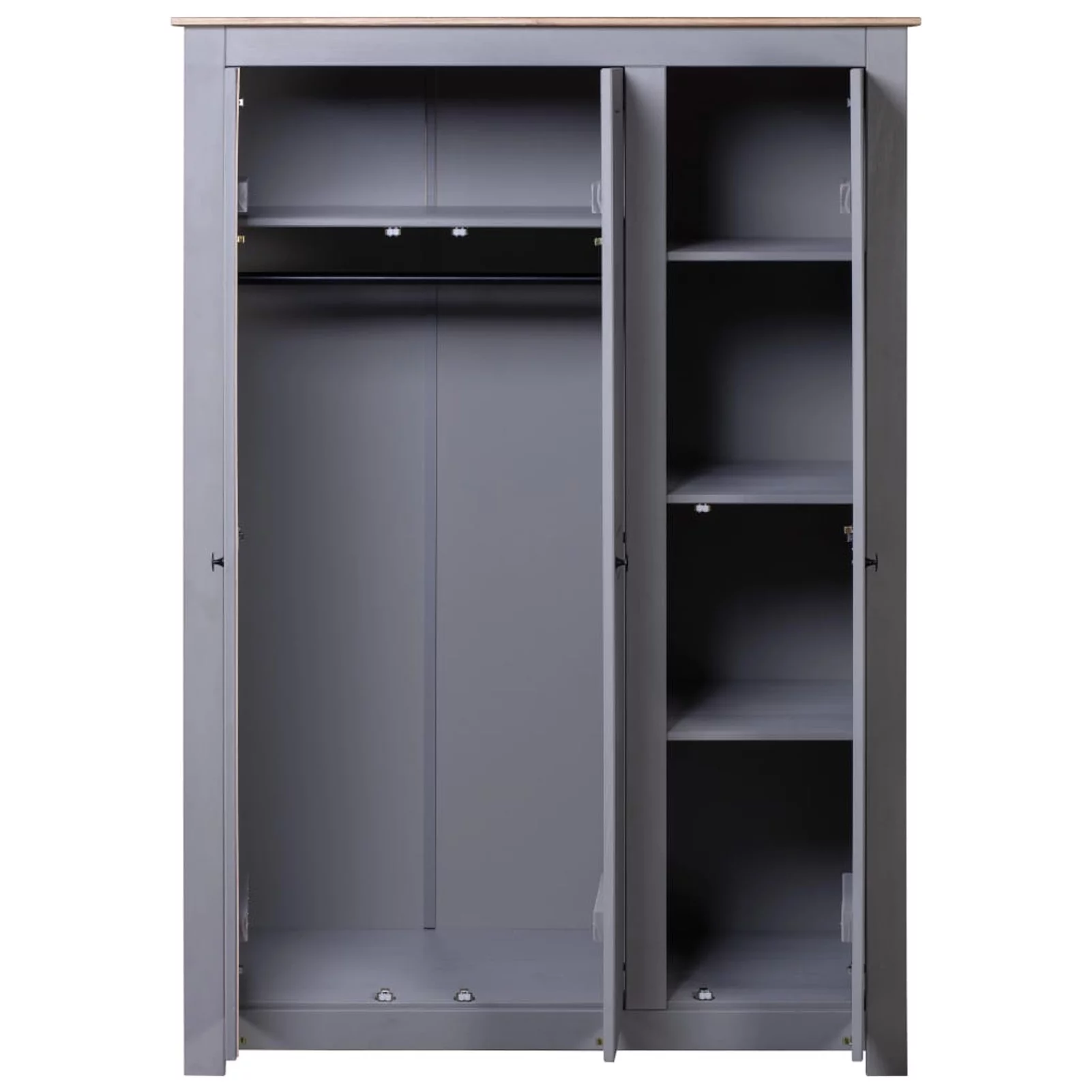 Tomshoo 3-Door Wardrobe Gray 46.5"x19.7"x67.5" Pine Panama