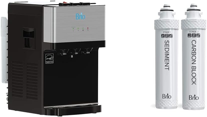 CLCTPOU520UVF2 Brio Countertop Self Cleaning Bottleless Water Cooler Dispenser with Filtration -Hot Cold and Room Temperature Water.
