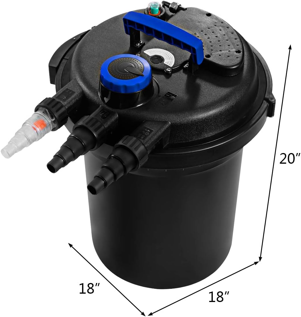 Casart Bio Pressure Filter UVC 120V/60HZ Koi 1500-2500 Gal for Garden, Pool Fishpond Pump Filter Pond Filter
