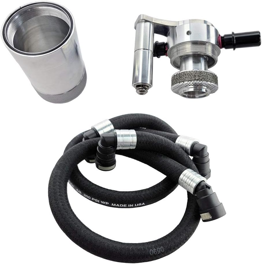 UPR Oil Catch Can Kit Fits F150 - Full Plug n Play - Fits Eco 2.7 3.5 5.0 6.2 Engines - Aluminum Fittings - Continental Insta-Grip Braided Hoses