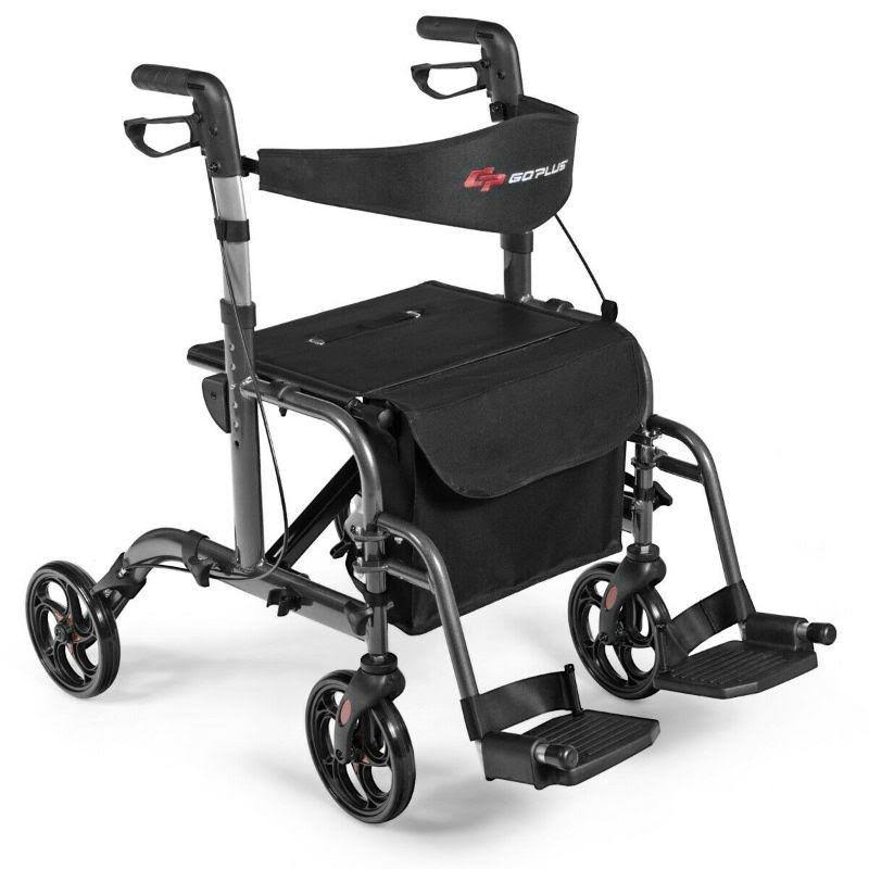 Aluminum Adjustable Folding Handle Medical Walker Rollator Red