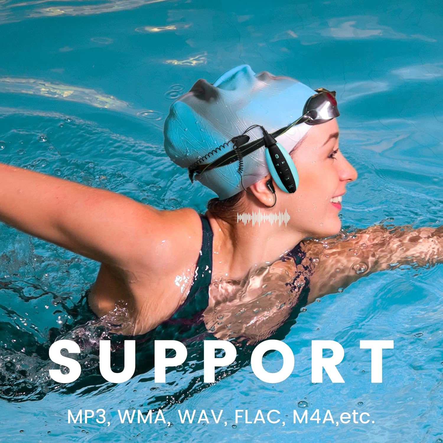 Swimming MP3 Player with Clip, AGPTEK S19 8GB IPX8 100% Waterproof Music Player with Bluetooth and Underwater Headphones for Swimming, Running, Watersports Pack of 2