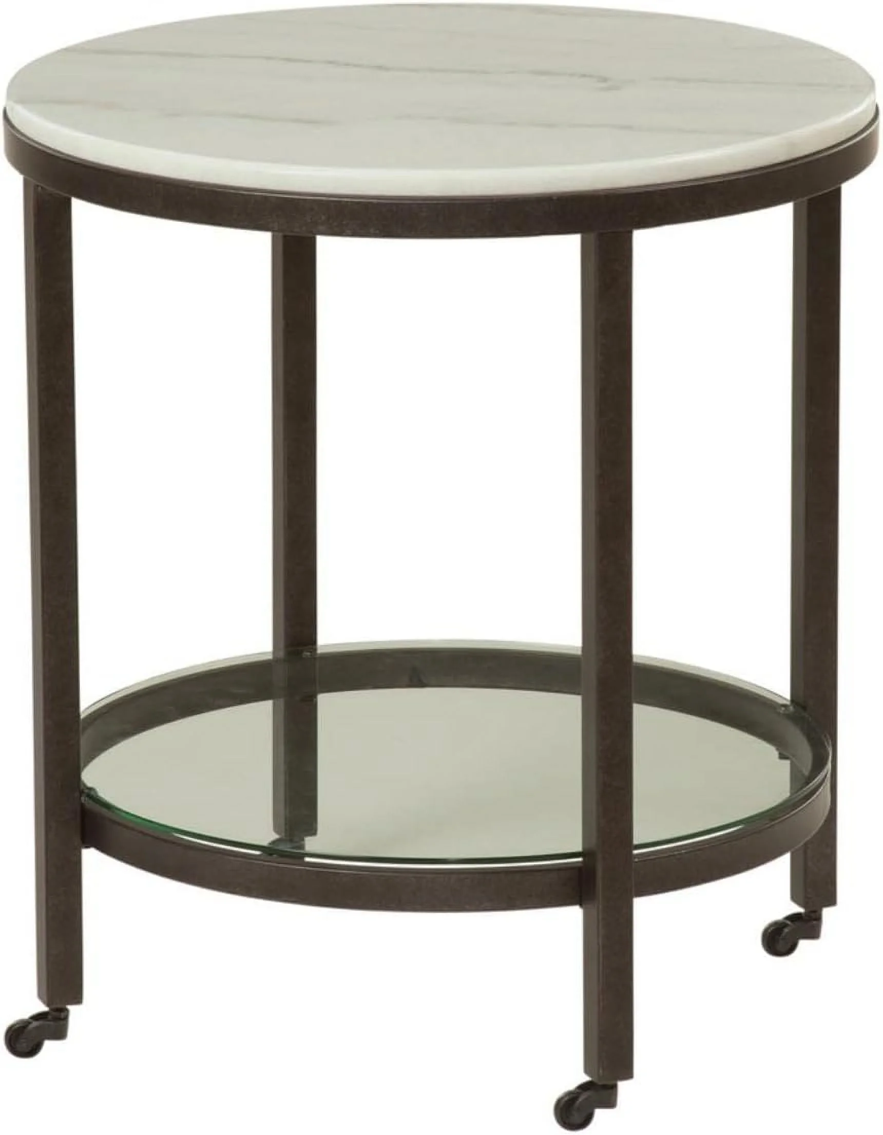 Whitman White Marble Round End Table