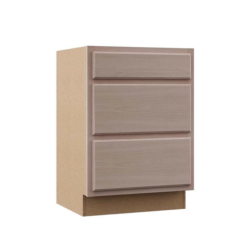 Hampton Bay Hampton Assembled 24x34.5x24 in. Drawer Base Kitchen Cabinet in Unfinished Beech 2024 Best Sellers