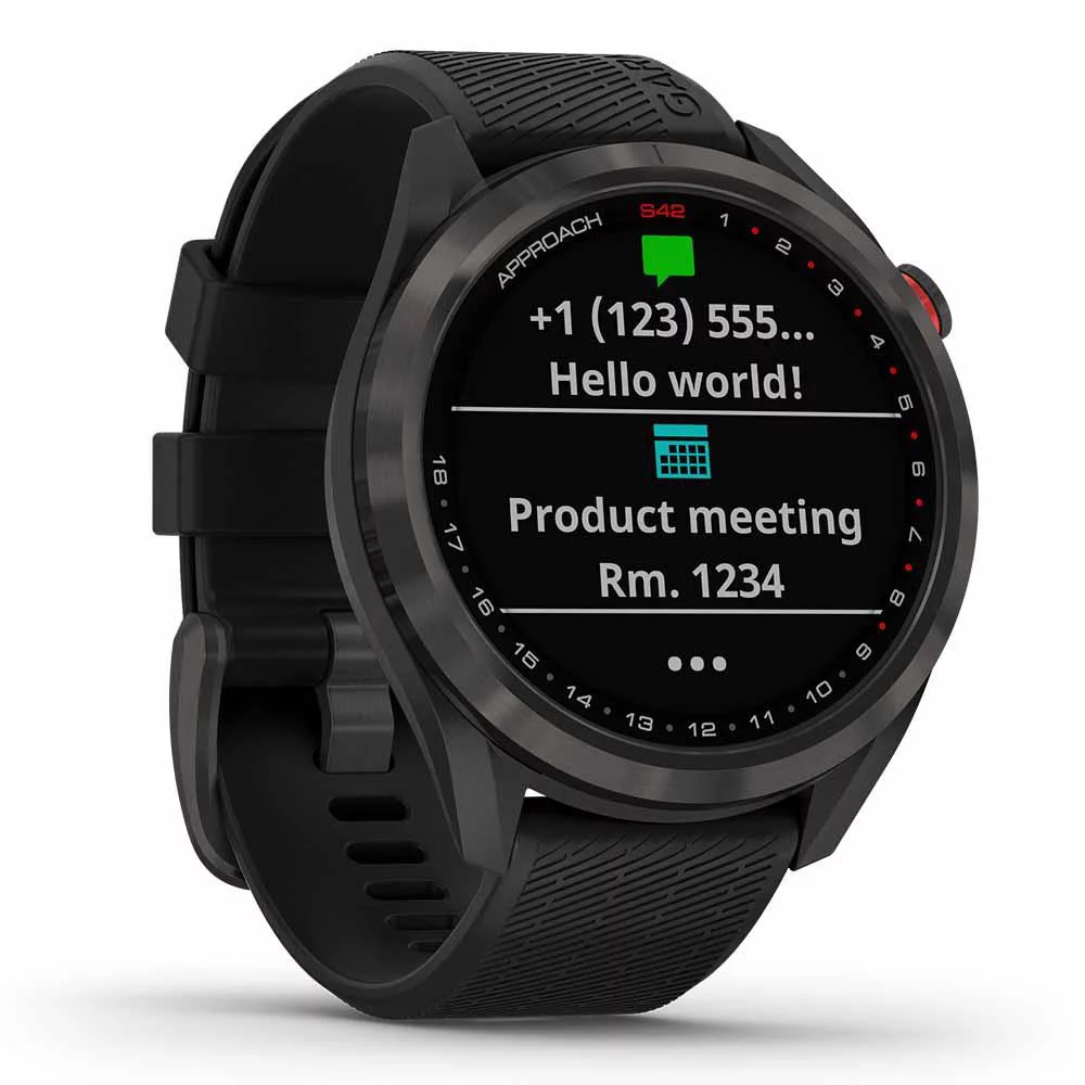 Garmin Approach S42 (Black) Golf GPS Watch Gift Box Bundle with PlayBetter HD Screen Protectors, USB Wall Adapter & Protective Hard Case - Curated Treasures Market
