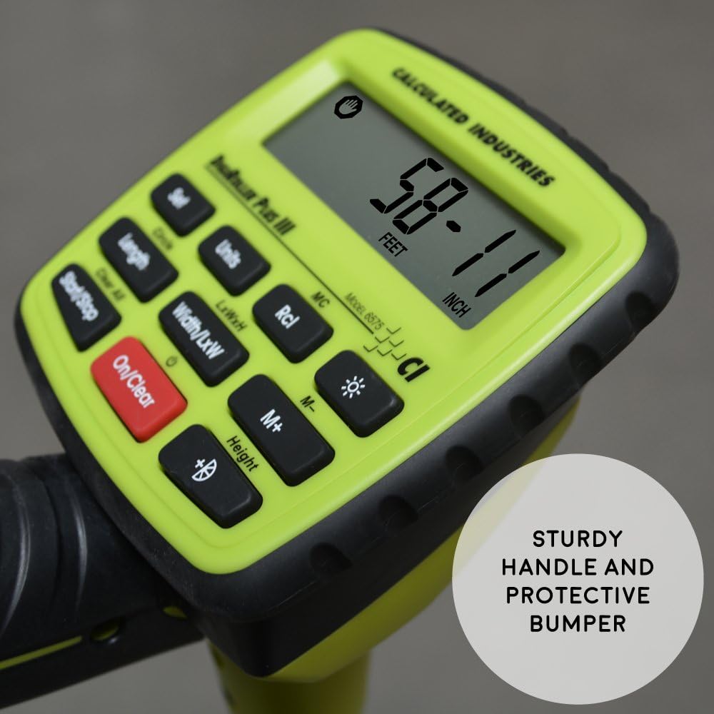 Calculated Industries #6575 DigiRoller Plus III 12.5 Inch Estimators Electronic Distance Measuring Wheel with Large Backlit Digital Display; Measure in Feet, Inches, Meters, Yards; FREE Carrying Pack