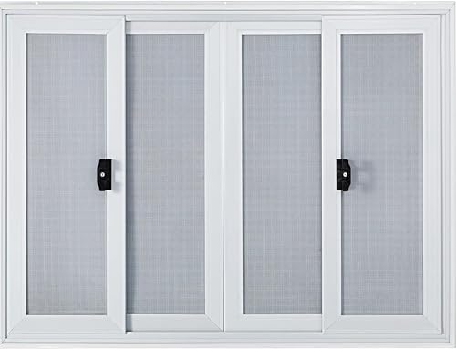 VEVOR Concession Window, 36 x 36 inch, Aluminum Alloy Food Truck Service Window with 4 Horizontal Sliding Screen Windows & Awning Door & Drag Hook, Serving Window for Food Trucks Concession Trailers
