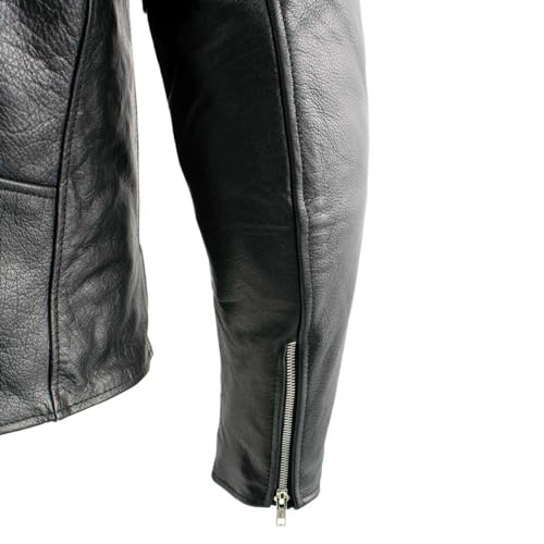 Xelement B7101 Men's 'Classic Armored' Black High-Grade Leather Motorcycle Biker Jacket with X-Armor Protection - Medium