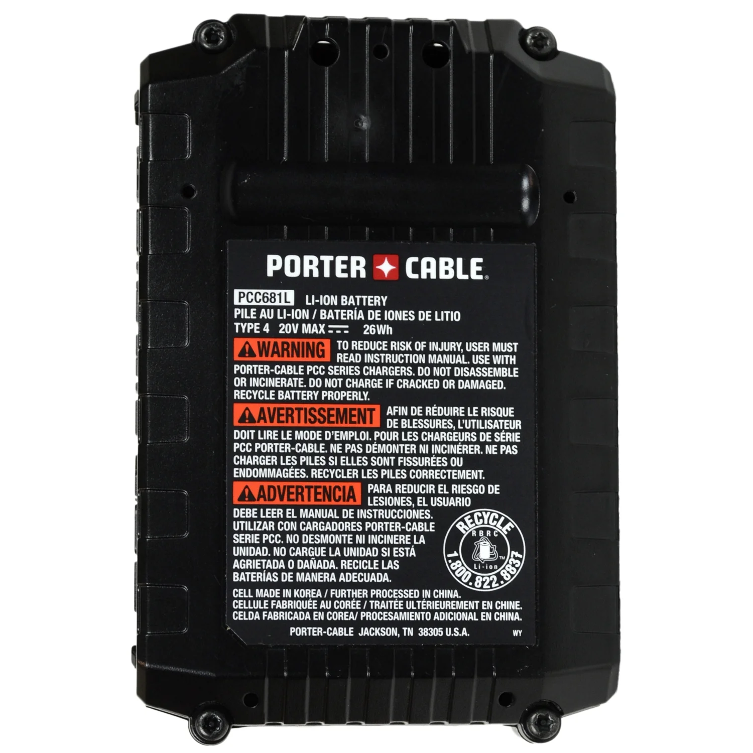 Porter Cable PCC641 20V Cordless Li-Ion Impact Driver and PCC681L 20V 1.3Ah Battery