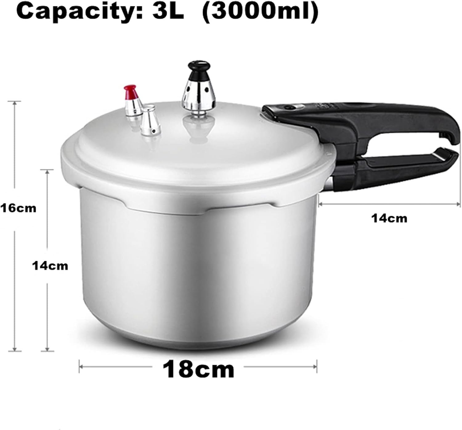 Small Aluminum Pressure Cooker Double Safety Valve for Quick Cooking of Meat, Soup, Rice for Gas Stove, Induction Cooker