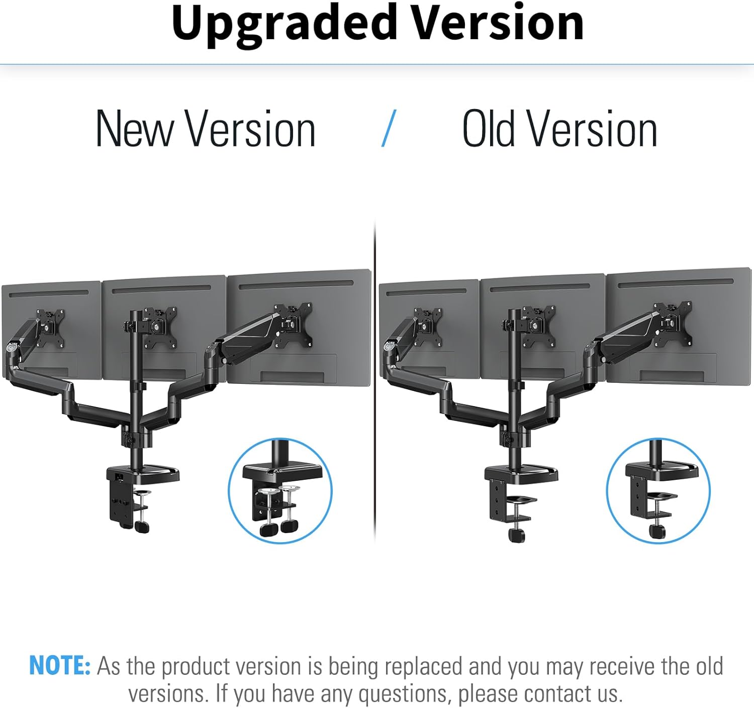 MOUNTUP Triple Monitor Mount - Monitor Desk Mount for 3 Computer Screens Up to 27 inch, Triple Monitor Arm with Gas Spring, Heavy Duty Monitor Stand, Each Arm Holds Up to 19.8 lbs