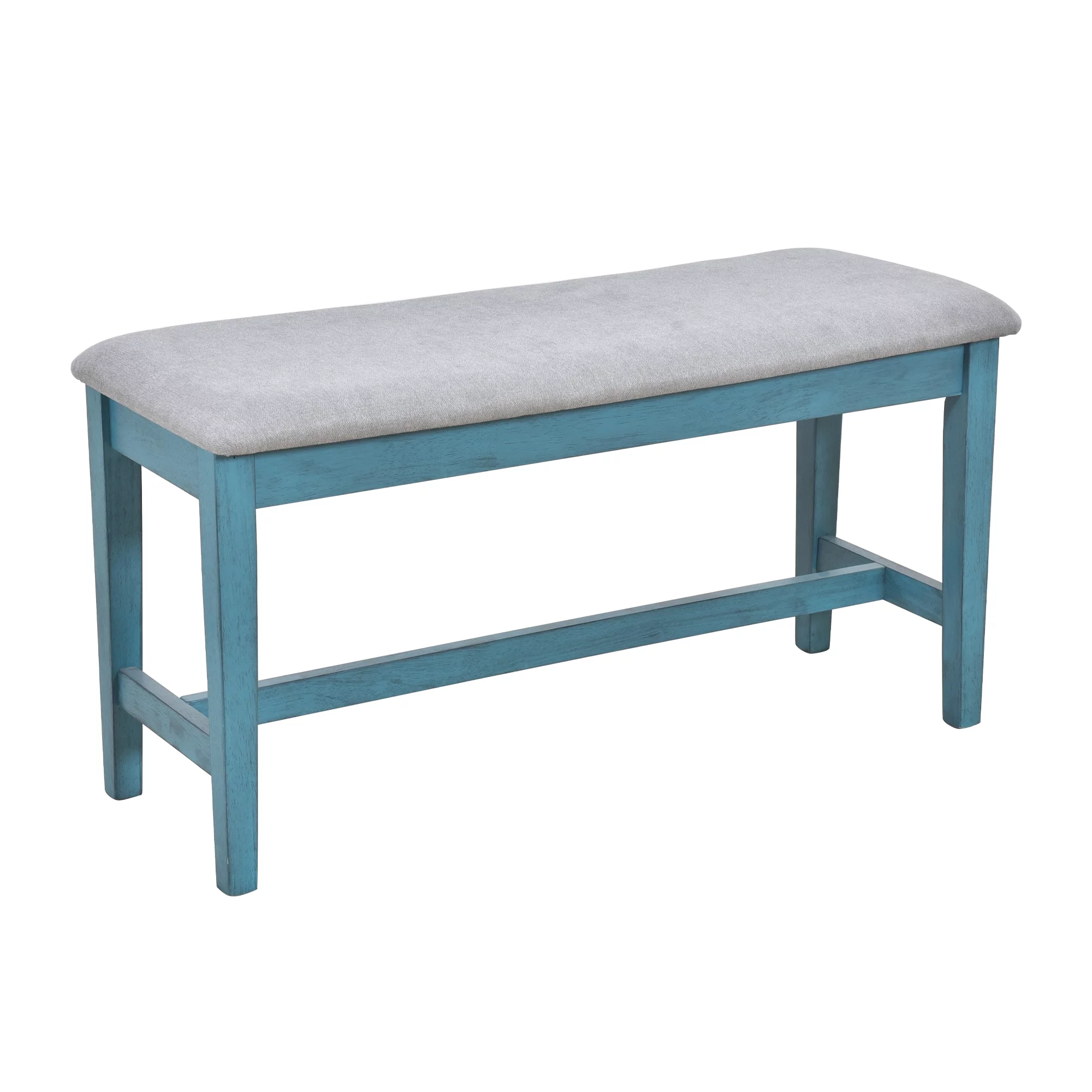 Churanty Farmhouse 6 Pieces Dining Table Set for 6,Rectangle Wood Kitchen Table with Drawer and 4 Upholstered Chairs and Bench,Antique Blue