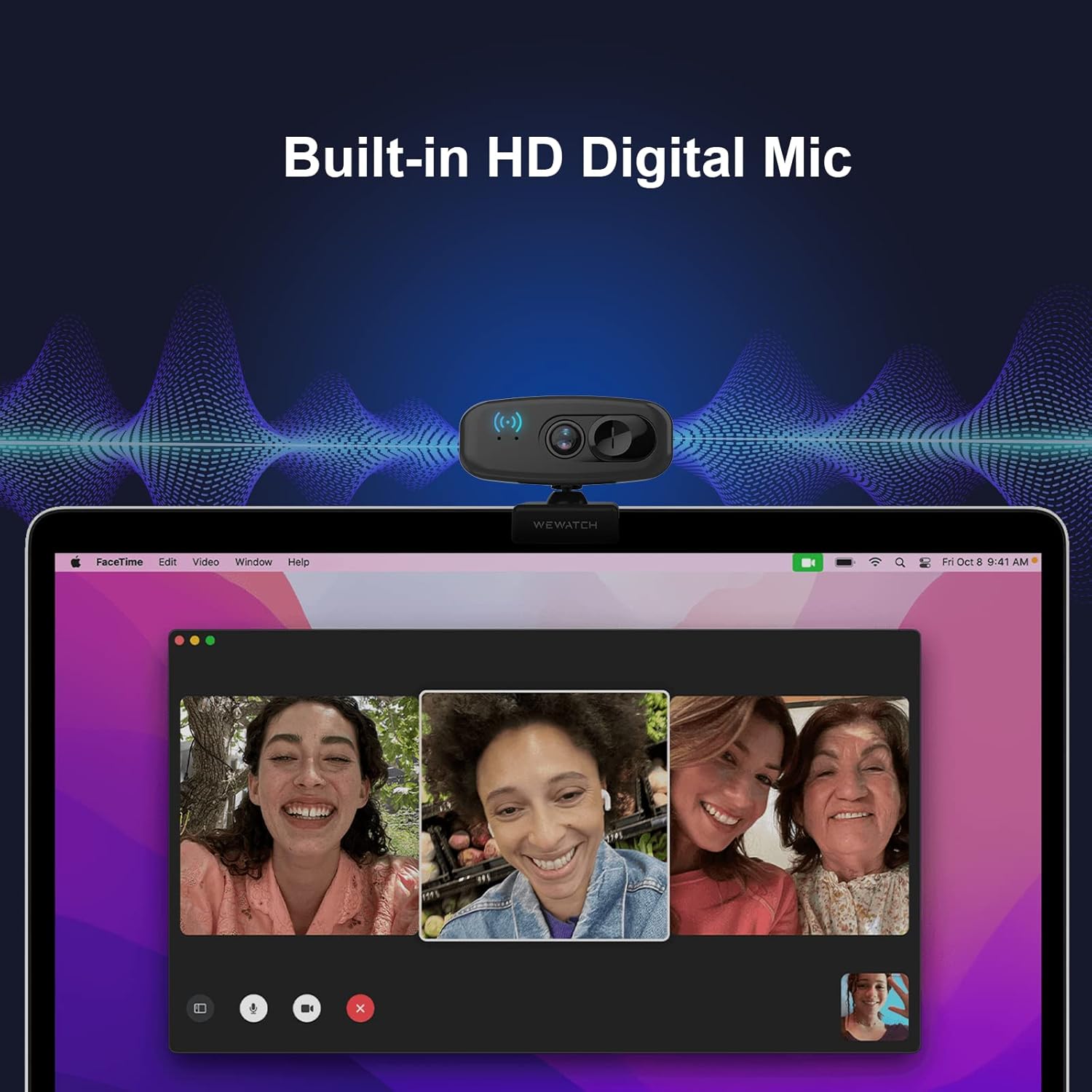1080P Webcam, WEWATCH PCF2 Web Camera with 2 Microphone, Auto Focus Webcams, Plug & Play USB Webcam, Low Light Correction,Auto Exposure Control for Live Streaming/Video Conference, Zoom/Skype/FaceTime