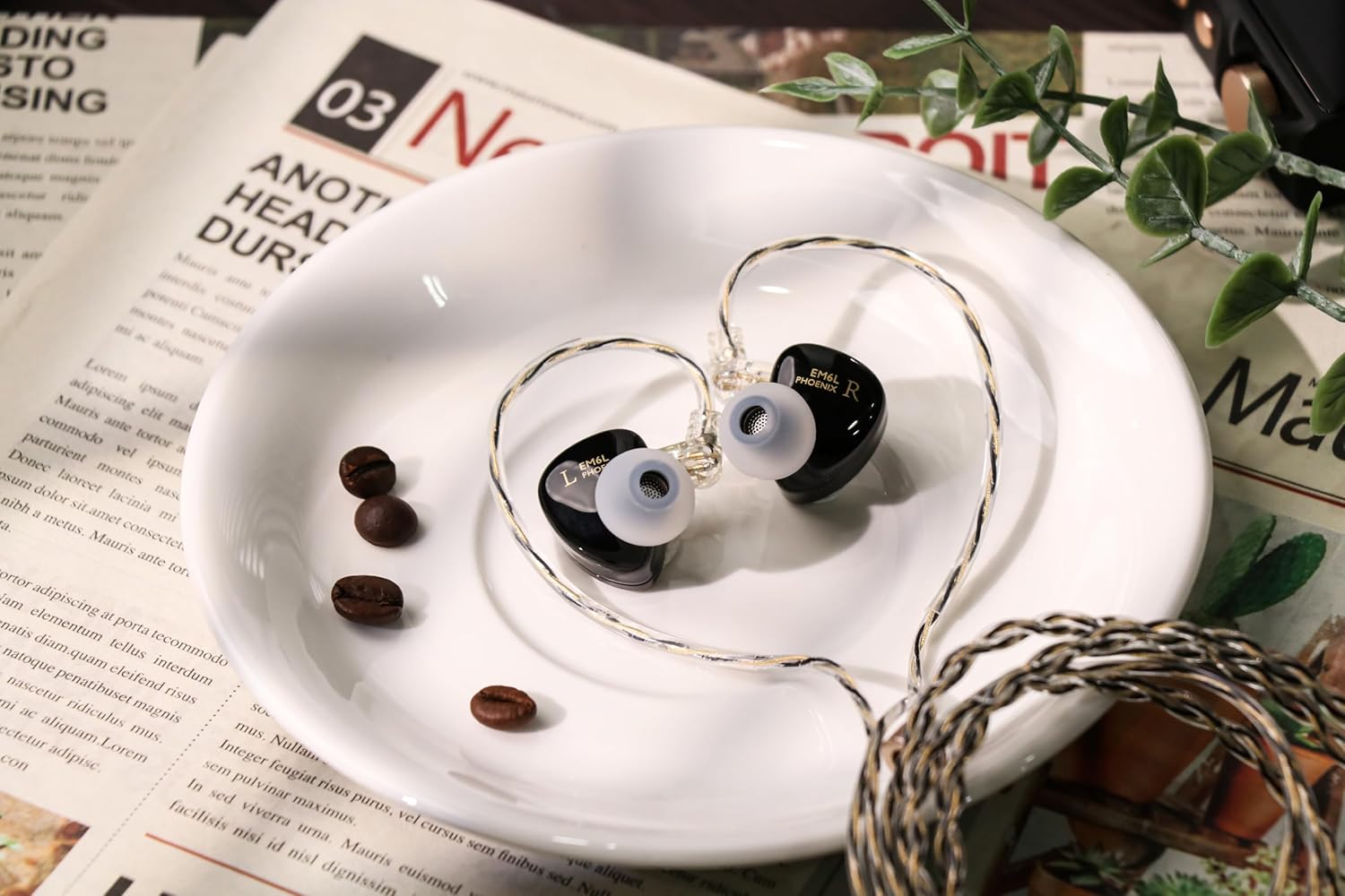 Linsoul SIMGOT EM6L 1DD + 4BA Hybrid Driver in-Ear Monitor, Gaming Earbud, HiFi IEM Earphone with 3D-Printed Resin Housing, Detachable OFC Silver-Plated Cable for Musician Audiophile