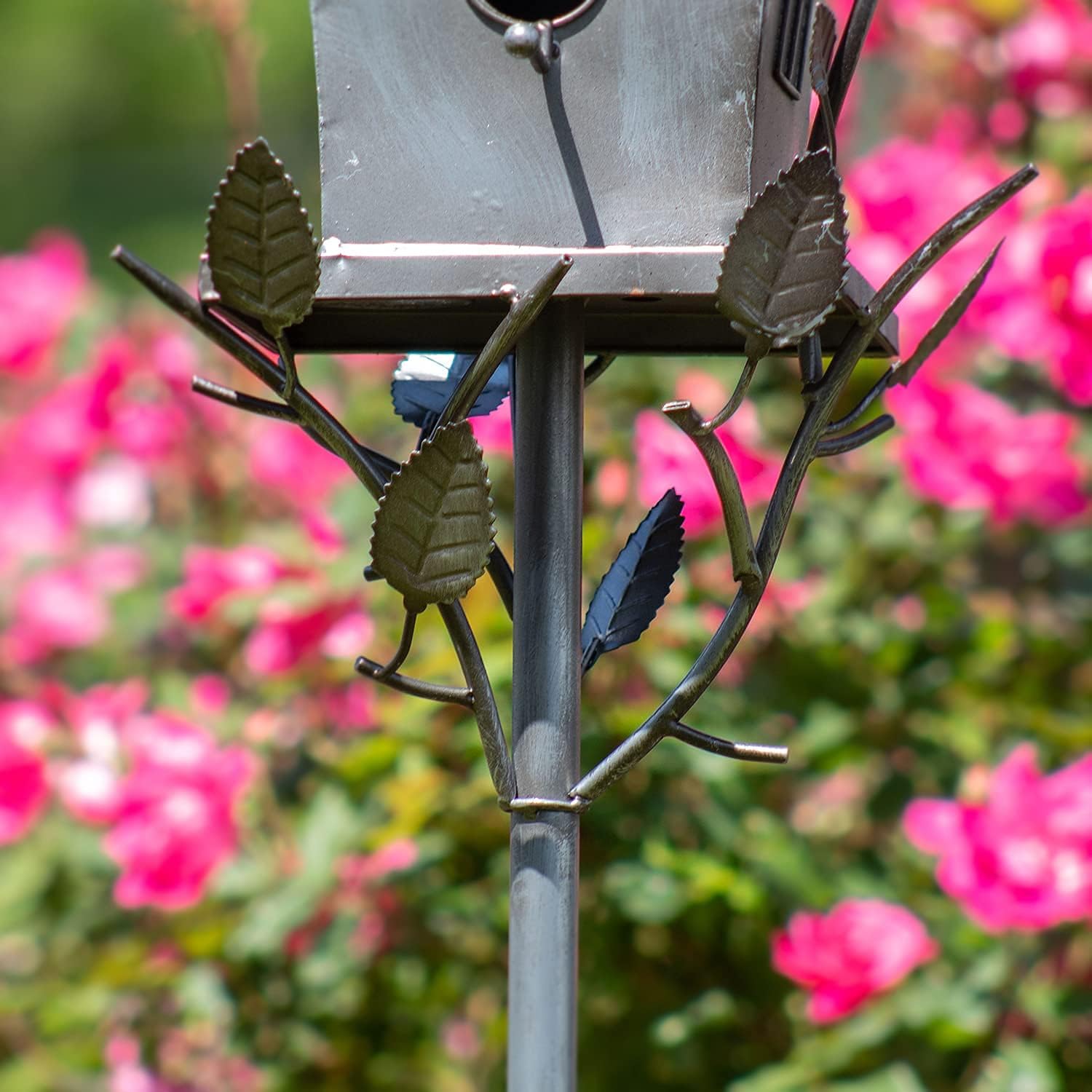 Zaer Ltd. Large Copper Colored Multi-Birdhouse Stakes, Room for 4 Bird Families in Each (Castle Home)