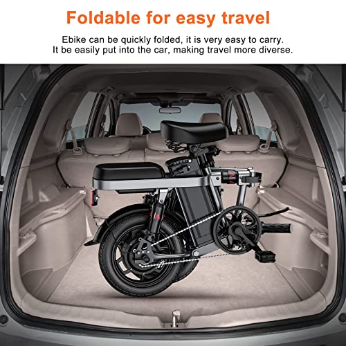 ENGWE T14 Mini Electric Bike for Adults Teens, 14" City Commuter Folding Ebike, 600W Motor 48V 10AH Battery Range 37Mile 20MPH Electric Bicycles Shock Absorptions Ebikes